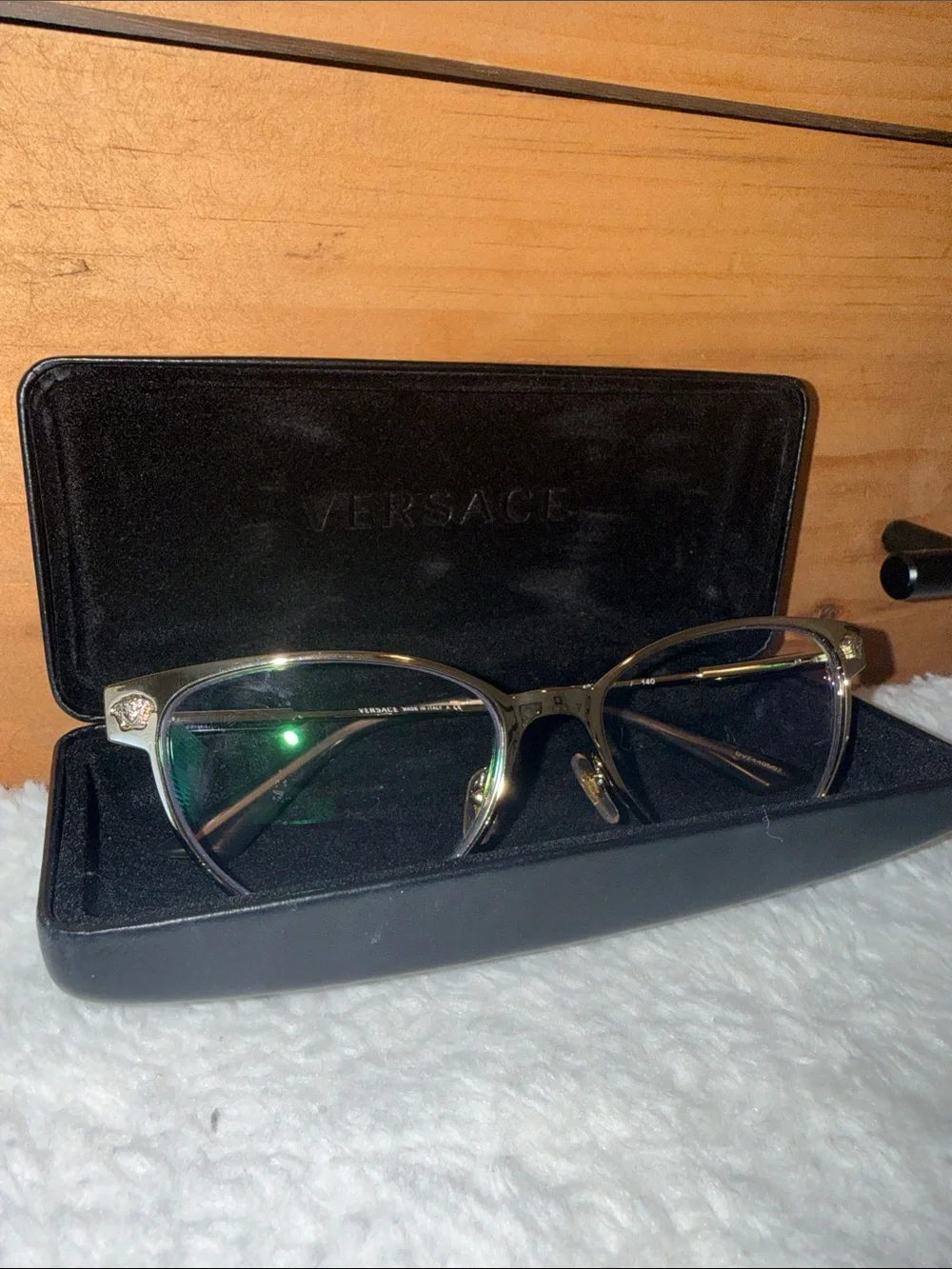 Versace Gold and Black Cat-Eye Women's Glasses